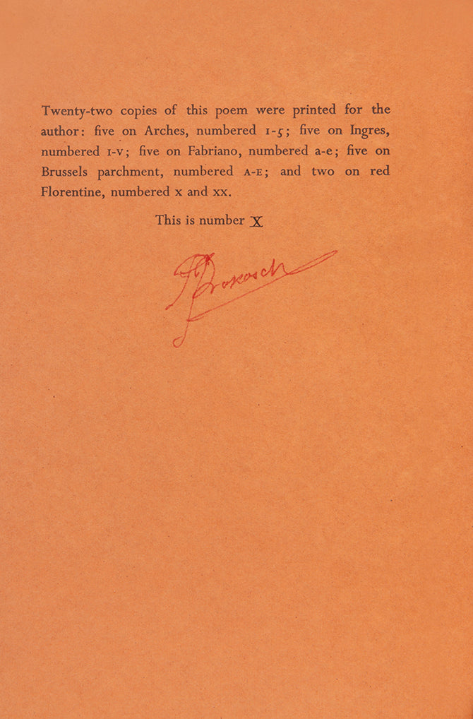 At Night by Stephen Spender, privately printed and signed by the author Frederic Prokosch.