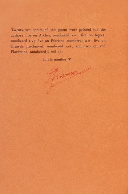 At Night by Stephen Spender, privately printed and signed by the author Frederic Prokosch.