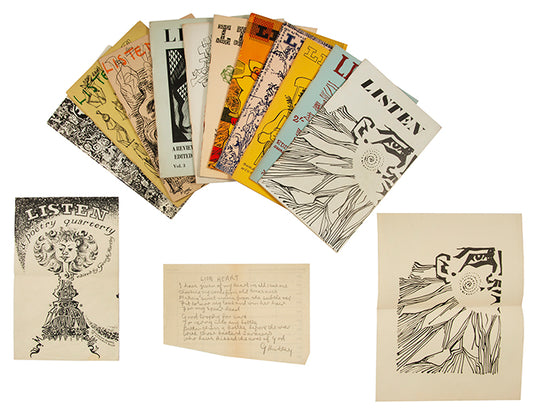A complete run in superb condition of Listen, edited by George Hartley which was principally devoted to original poetry.