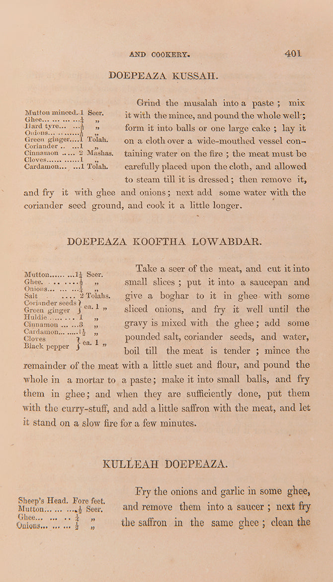 Indian Domestic Economy by Riddell is a standard cookery and recipe book for the use of the British in India