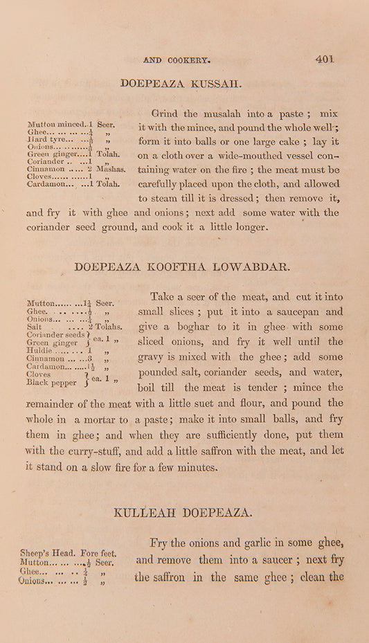 Indian Domestic Economy by Riddell is a standard cookery and recipe book for the use of the British in India