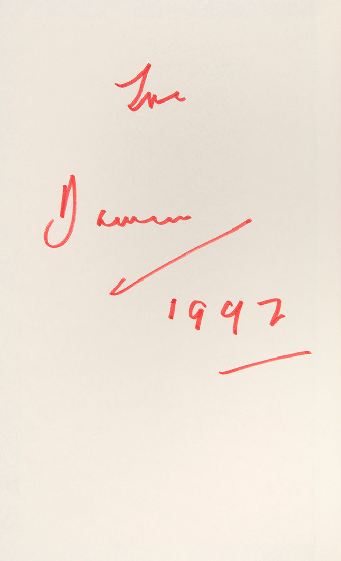 First edition inscribed by the author in red in on front pastedown, dated 1997.
