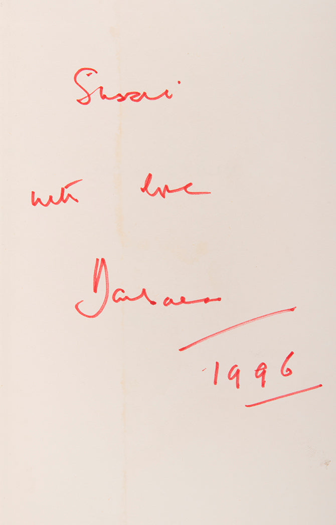 First edition inscribed by the author in red ink on front free endpaper, dated 1996.