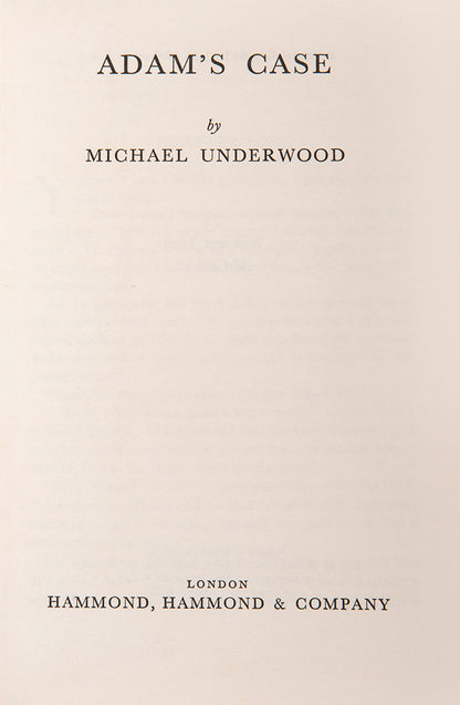 A first edition of Adam's Case by Michael Underwood, presented by the author to the poet Dame Edith Sitwell.