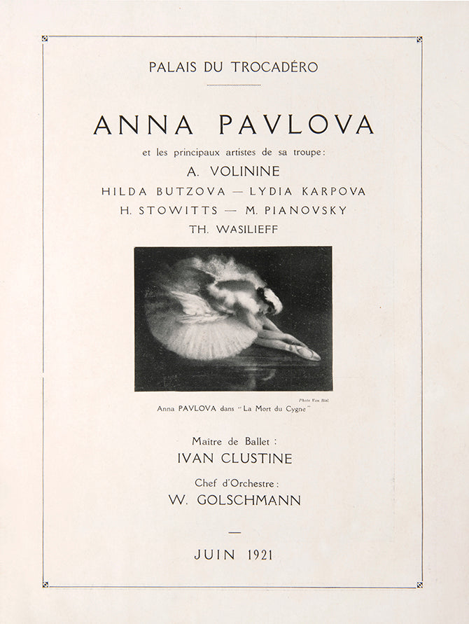 A scarce souvenir programme for a charity performance held by Pavlova for the benefit of Russian refugees and victims of WWI.