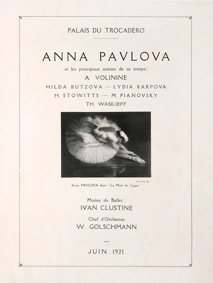 A scarce souvenir programme for a charity performance held by Pavlova for the benefit of Russian refugees and victims of WWI.