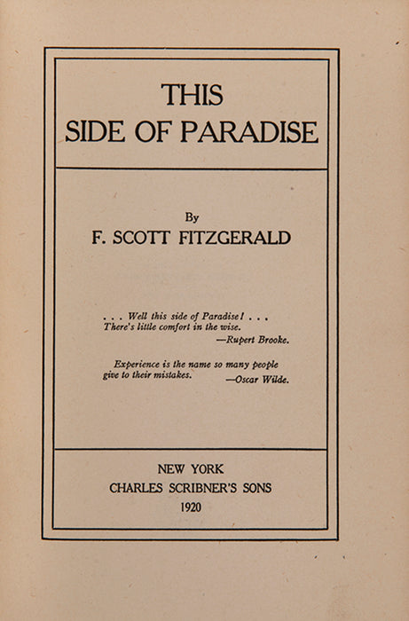 This Side of Paradise; The Beautiful and Damned; The Great Gatsby; Tender is the Night; The Last Tycoon.