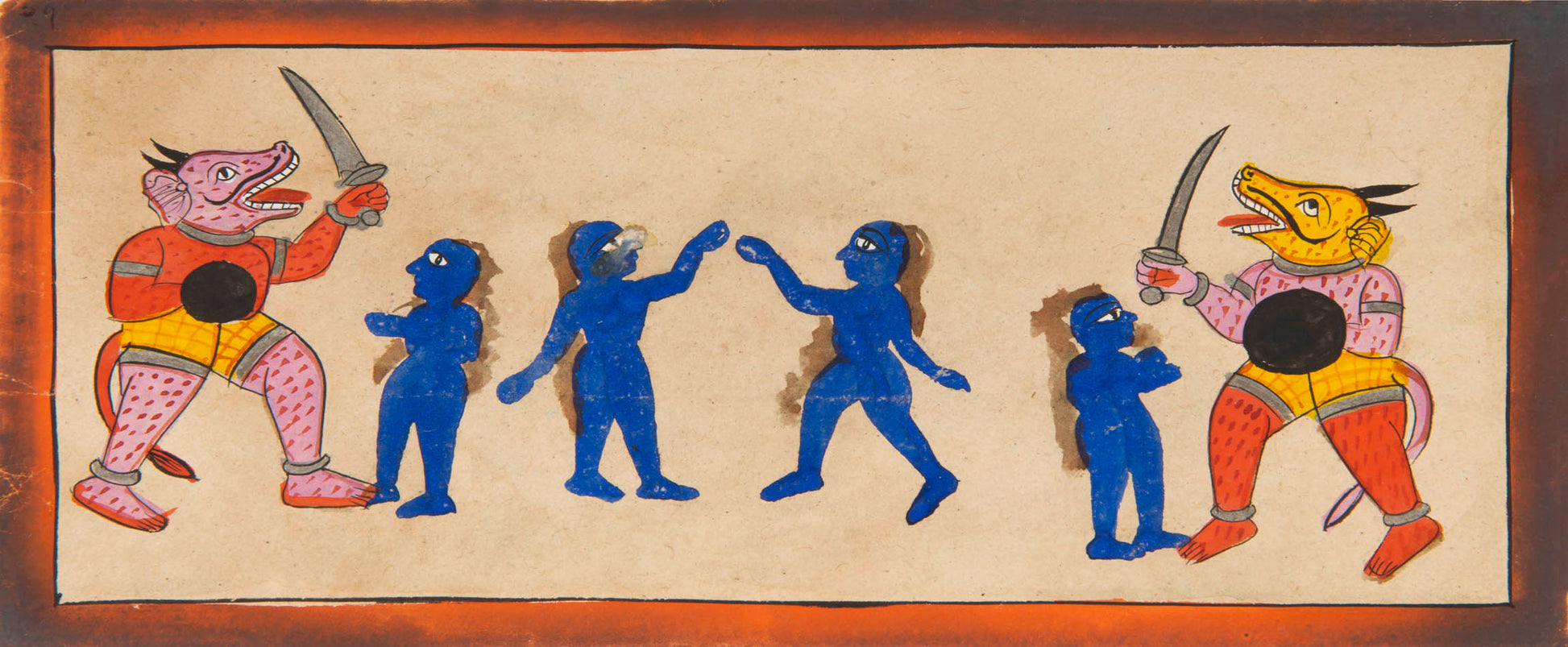 painting from a heaven and hell jain series on paper, gujarat late eighteenth century