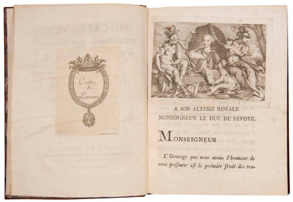 The 5 complete volumes of the Miscellanea Taurinensis, all first editions, containing some major texts by Lagrange, Euler, Cigna and others.