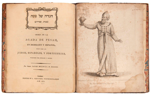 Scarce edition of Sephardic illustrated Haggadah printed in London, with parallel text in Hebrew and Spanish.