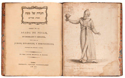 Scarce edition of Sephardic illustrated Haggadah printed in London, with parallel text in Hebrew and Spanish.