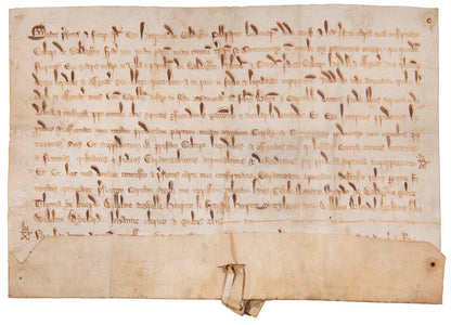 A late 13th-century gift of land from Henry de Waldegrave to his brother Walter, with clause exlcuding its future alienation to religious order and Jews.