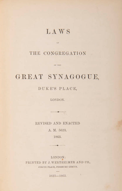 Revised edition published by 'The Wardens of The Great Synagogue' (first edition published in 1827).