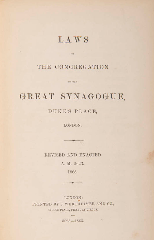 Revised edition published by 'The Wardens of The Great Synagogue' (first edition published in 1827).