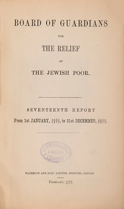 A collection of four reports by the Jewish Board of Guardians of London.