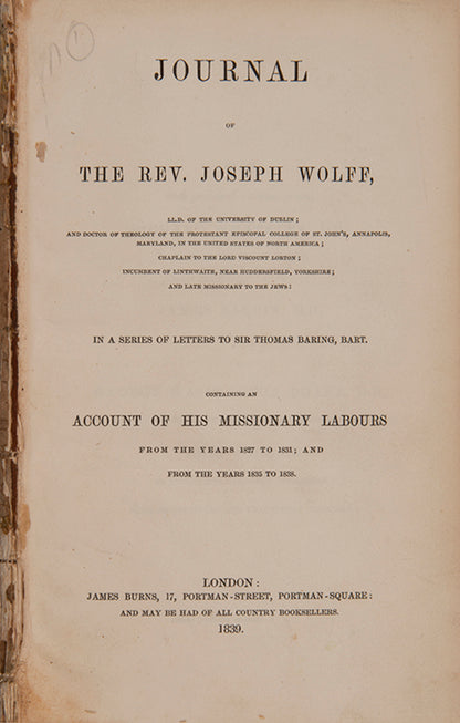 Journal of a 19th-century Messianic Jewish missionary.