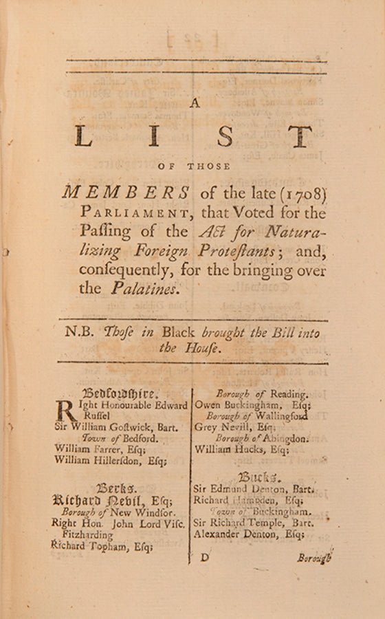 Four political pamphlets published in the context of the Jewish Naturalisation Act of 1753, repealed the following year after 