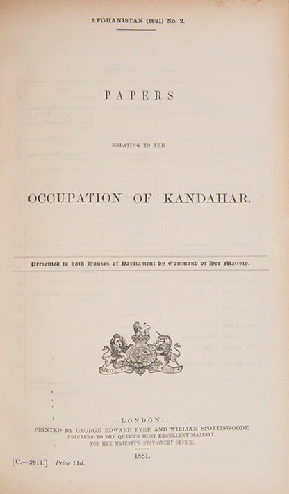 First editions of fifteen works of Government Correspondence charting the British relationship with Afghanistan, and by extension Russia, from 1863 to 1881, culminating in the Second Anglo-Afghan War.