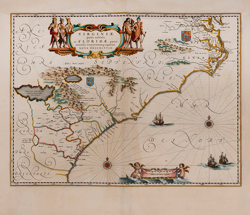 Important map exhibiting the disputes of England and France over land in the new world.