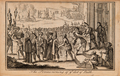 A scarce compilation of popular works on the Inquisition in Spain, Portugal and Italy, the first edition prnted in 1738, engravings by James Hulett