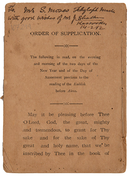 Order of some New Year's and Yom Kippur prayers.
