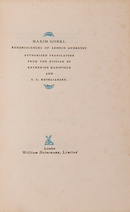 Reminiscences of Leonid Andreyev.