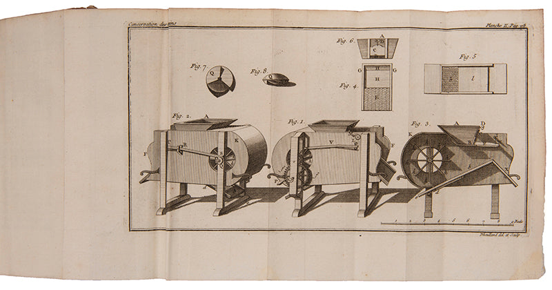 An attractive first edition of Duhamel's rare agricultural treatise, Traite de la conservation des grains, in a contemporary sprinkled calf binding.