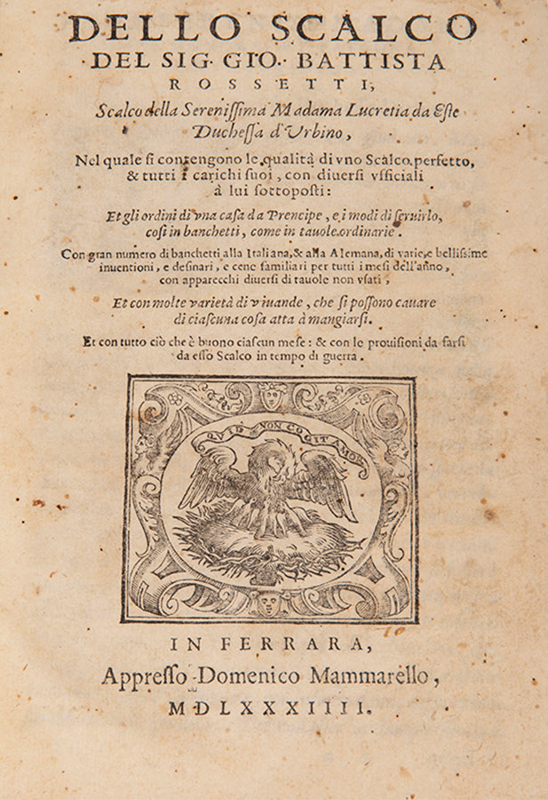 The rare editio princeps of this famous treatise containing a compendium of all the culinary literature that appeared during the sixteenth century.