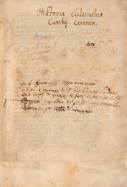 Fourth edition, second Italian edition, of Eursebius's Historia Ecclesiastica, translated from the Greek by the monk and theologian Rufinus of Aquileia.