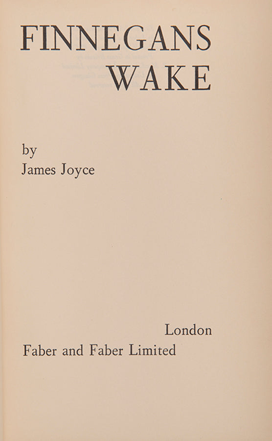 First edition, trade issue of Finnegans Wake by James Joyce, with the original dust jacket. 