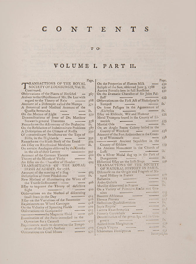 The first edition of the Memoirs of Science and the Arts, an edited collection of articles from principal publications across the world