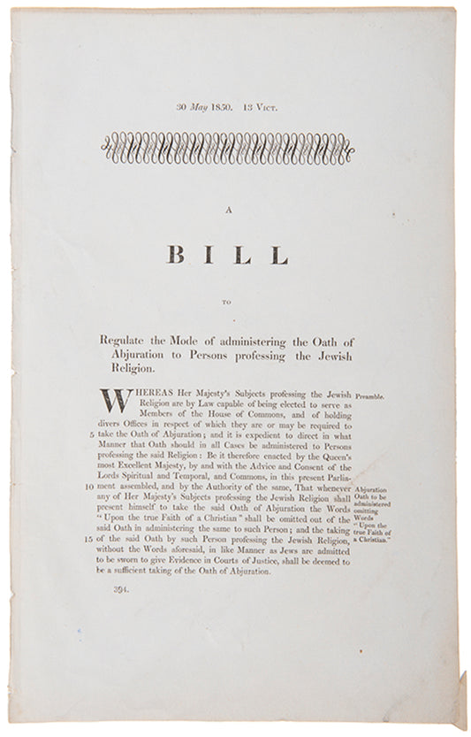 The bill aims to regulate the way in which Jewish members of the House of Commons would be sworn in.