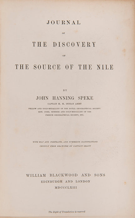 Journal of the discovery of the source of the Nile.