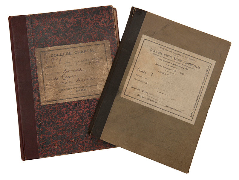 An unrecorded playscript together with two schoolbooks from the École du Louvre by the great actor and mime artist Jean-Louis Barrault.