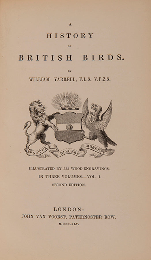 A finely bound set of Yarrell's classic works on the birds and fish of Great Britain.