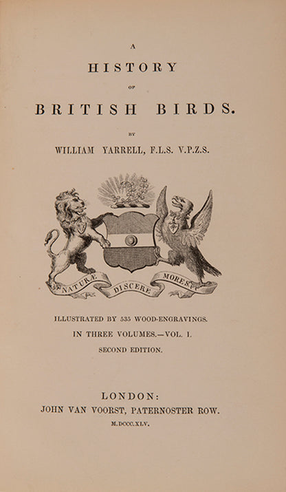 A finely bound set of Yarrell's classic works on the birds and fish of Great Britain.