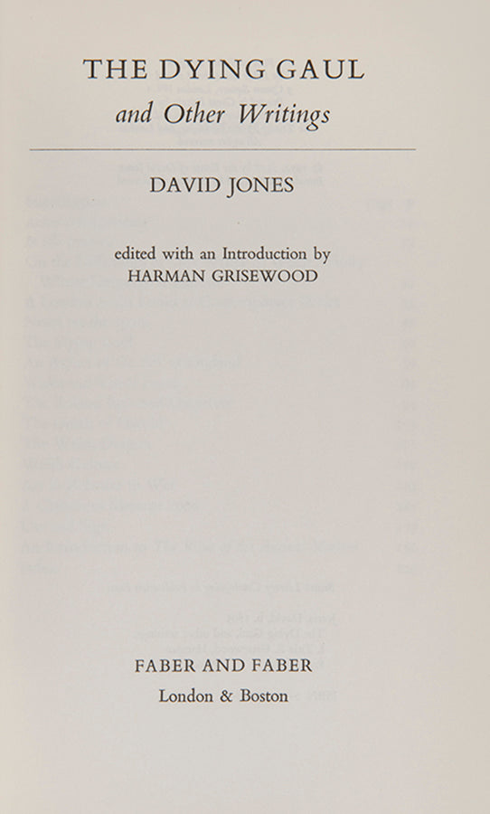 First edition of The Dying Gaul by David Jones, containing a wide variety of previously unpublished material.