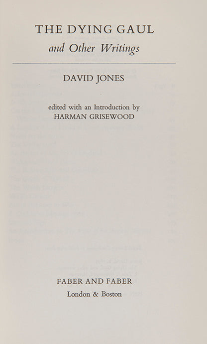 First edition of The Dying Gaul by David Jones, containing a wide variety of previously unpublished material.