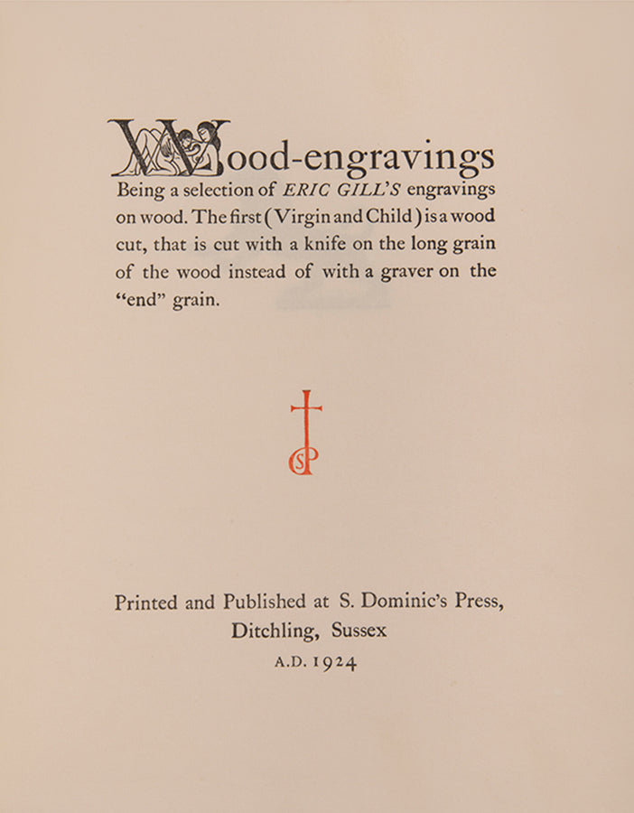 Limited edition of Wood Engravings by Eric Gill, published in 1924.