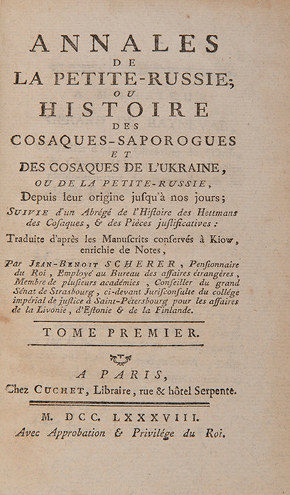 Annales de la Petite-Russie, ou histoire des Cosaques de l'Ukraine,