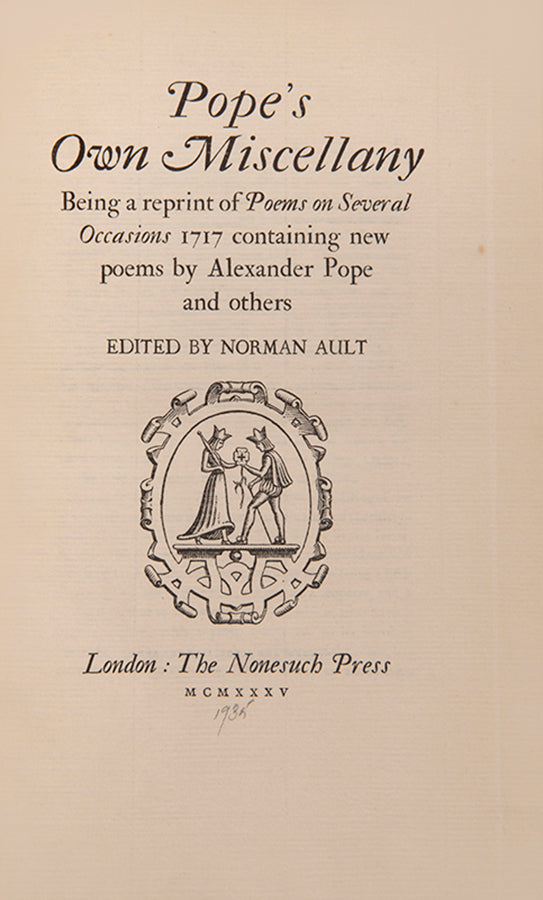 Nonesuch edition of Alexander Pope's Miscellany, published in 1935. 