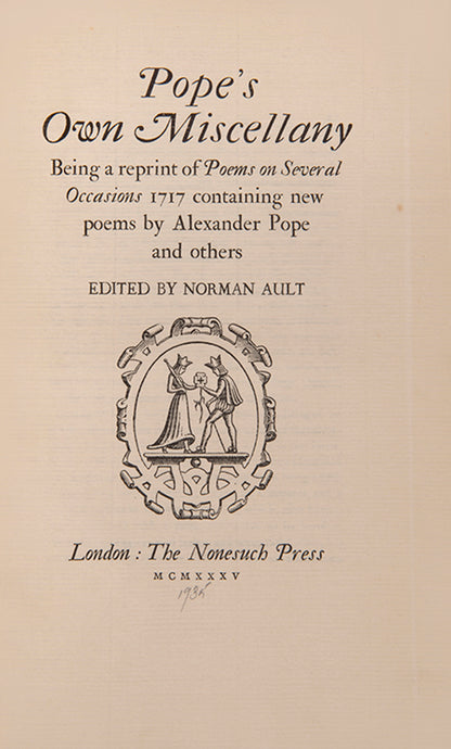 Nonesuch edition of Alexander Pope's Miscellany, published in 1935. 