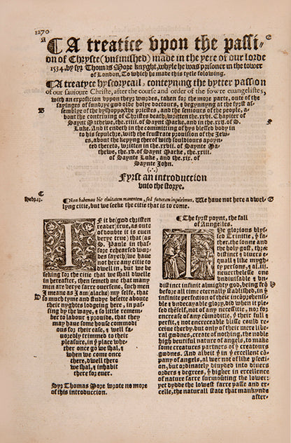 The Workes of Sir Thomas More Knyght, the first collected edition of More's English texts, edited by his nephew William Rastell and published under Mary I<br />