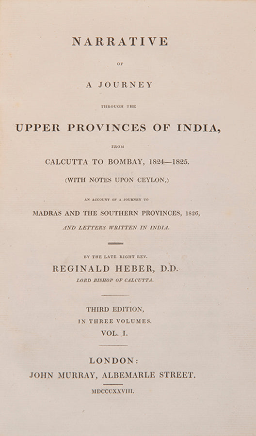 Heber's tour encompassed a journey through Bihar, Rohilkhand, Rajputana, and Gujarat, with visits to Benares, Allahabad, Agra, and Lucknow.