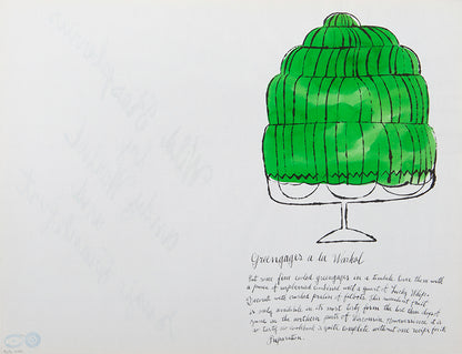 Greengages a la Warhol is an offset lithograph from Andy Warhol's Wild Raspberries published in 1959.