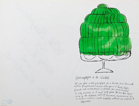 Greengages a la Warhol is an offset lithograph from Andy Warhol's Wild Raspberries published in 1959.