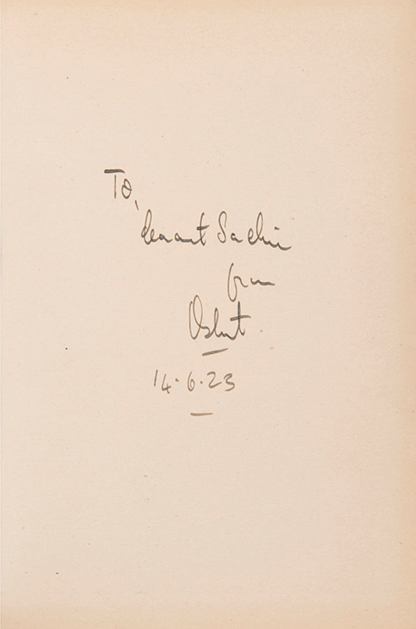 First edition of Out of the Flame by Osbert Sitwell, inscribed by the author to his brother Sacheverell.