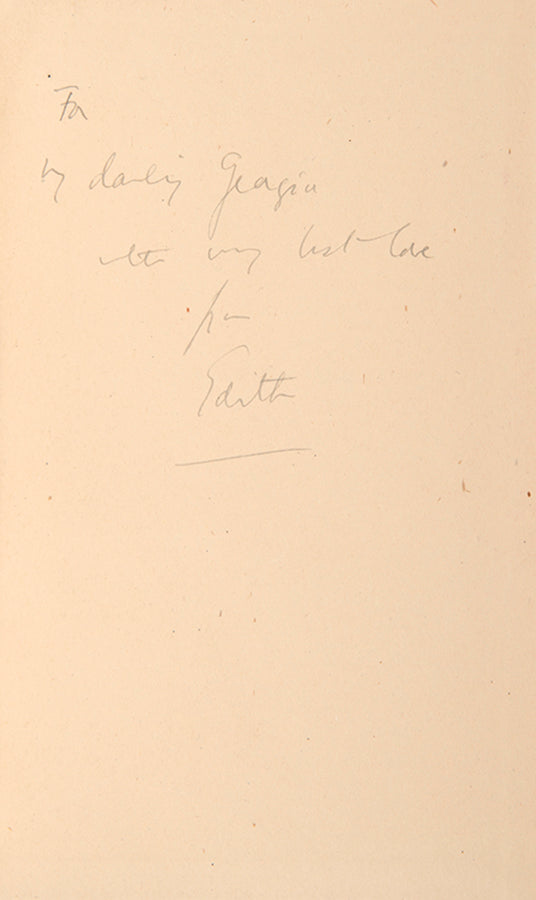 First edition of The Song of the Cold by Edith Sitwell, inscribed by the author to Georgia Sitwell.