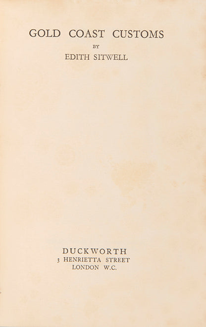 First edition of Gold Coast Customs by Edith Sitwell, with the original dustjacket.