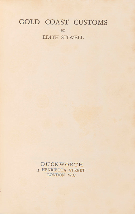 First edition of Gold Coast Customs by Edith Sitwell, with the original dustjacket.